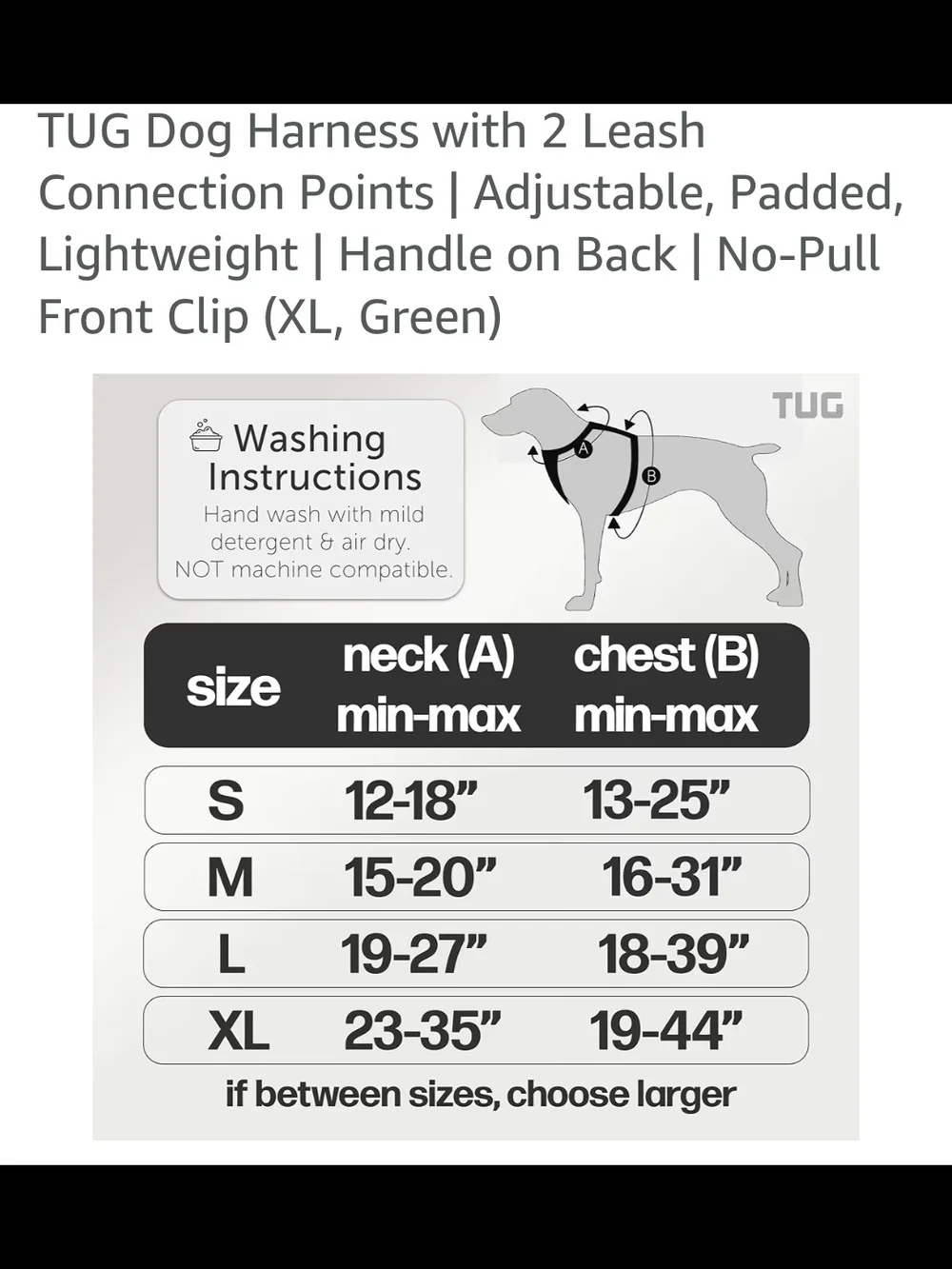 New - XL TUG Dog Harness with 2 Leash Connection Points